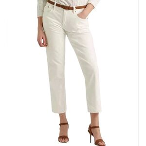Lauren Ralph Lauren Women Jeans Size 14W Cream Relaxed Tapered Non Stretch New